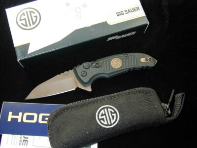 HOGUE SIG X1 MICROFLIP EMPEROR SCORPION KNIFE CPM154 BROWN MANUAL BLADE 16160