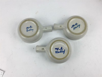 M.A. Hadley Blueberry Bouquet 3 Handled Soup Bowls Individual Bean Pots