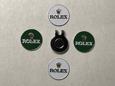 (4) Rare ROLEX 1'' Flat Coin Style Golf Markers With BONUS Hat Clip - A Beauty! 