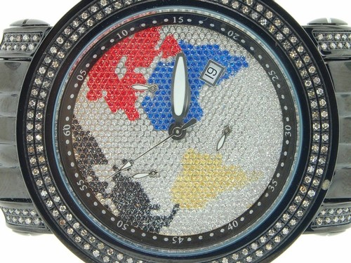 Pre-owned Joe Rodeo Mens  Tyler Diamond Watch Jojino Jojo 2 Ct Color World Map Dial - Jty13 In White