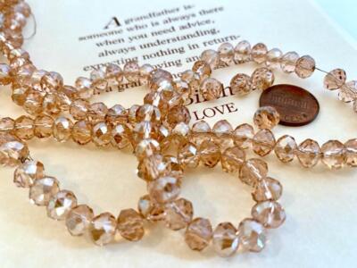 6 x 8mm Faceted Translucent Crystal Blush Rondell Beads 24