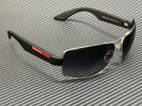 Pre-owned Prada Linea Rossa Ps 50zs 1bc09u Silver Grey Gradient 65 Mm Men's Sunglasses In Gray