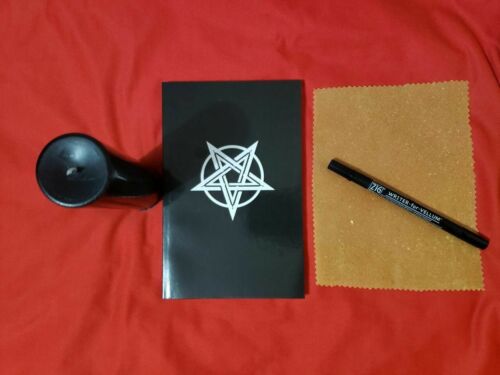 Beginners Devil Worship Kit: Black Candle, Satanic Book, Goatskin Vellum/Pen!