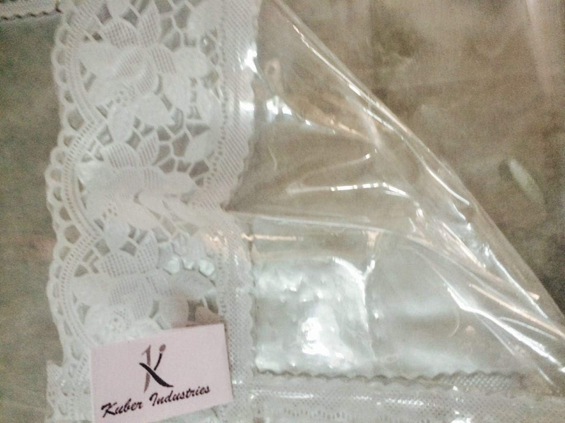 Waterproof Clear Plastic Table Cover,Beautiful White Lace PVC Tablecloth Protect