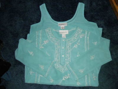 Women's CHADWICK'S New Aqua 2 Piece Set Sleeveless & 3/4 Sleeve Tops 6