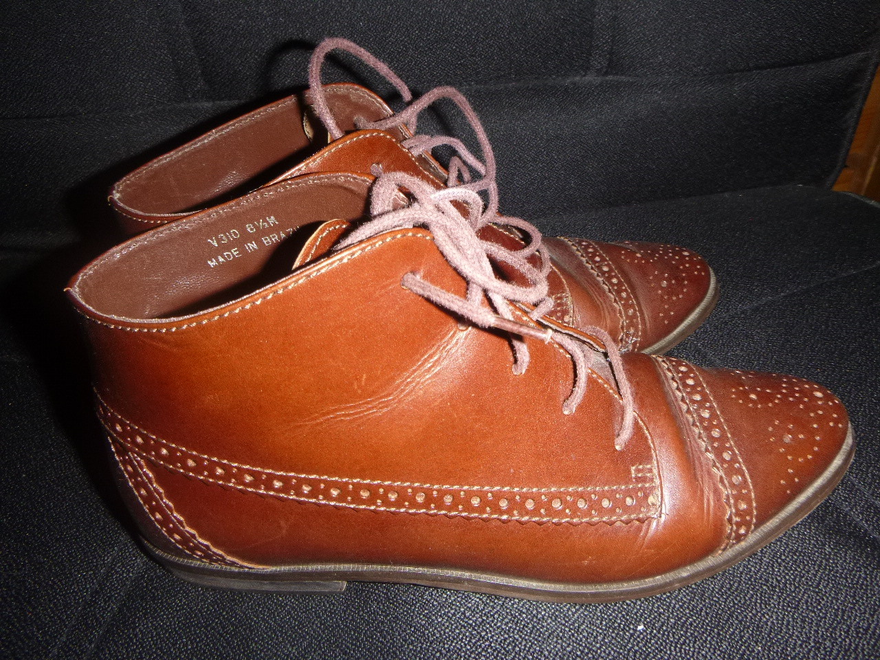 Women's Vintage BASS Leather Oxford Style Lace Up Granny Ankle Boots Sz 6.5M