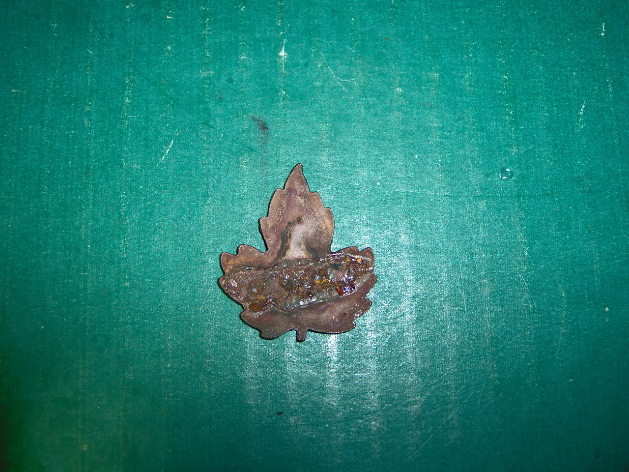 Orange Enameled Copper Canadian Maple Leaf (ready for jewelry) Canada Enamel