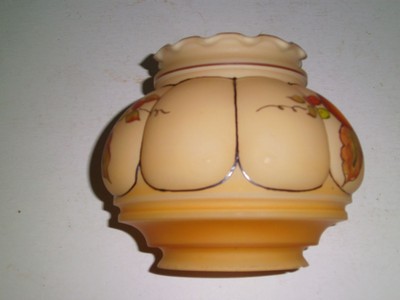 VTG GWTW pumpkin design glass small SHADE/GLOBE Hand Paint Pomegranate Orange