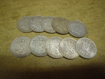 Anlegerposten, Niederlande Silber , 10 x 1 Gulden , 65 gramm, Investorenpaket