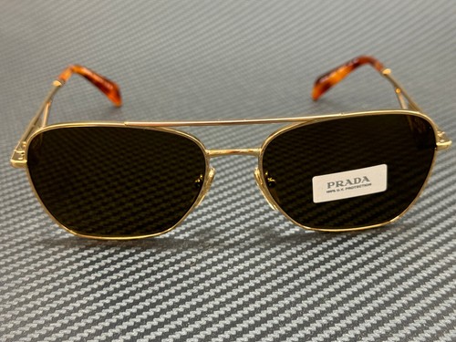 Pre-owned Prada Pr A50s 5ak01t Gold Dark Brown Women's 59 Mm Sunglasses