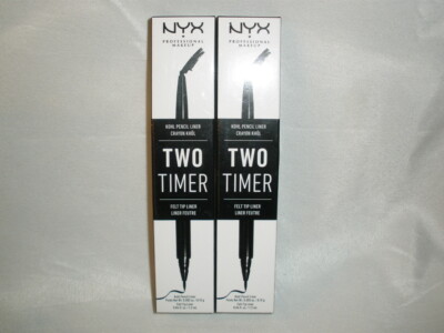 New Lot of 2 NYX Two Timer Kohl Pencil Liner Felt Tip TT01 Jet Black