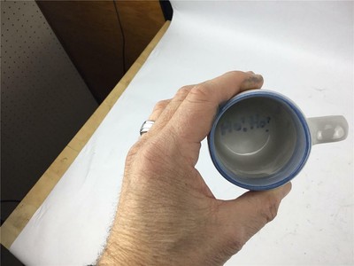 M.A. Hadley Pottery Christmas tree mug & coaster Ho! Ho! Inside Cup