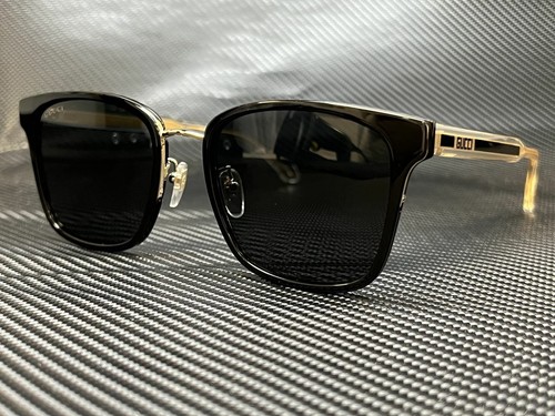 Pre-owned Gucci Gg0563skn 001 Black/crystal Square 55 Mm Men's Sunglasses