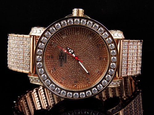 Pre-owned Khronos Mens Rose Gold Over Steel /joe Rodeo Custom Bezel And Band Diaomond Watch