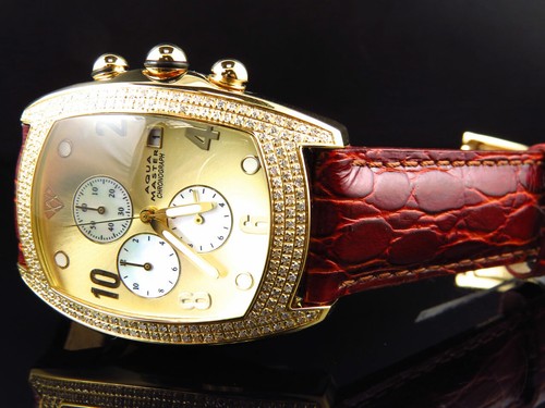 Pre-owned Aqua Master Joe Rodeo Yellow Gold W 42 Bubble Genuine Diamond Watch 2.5 Ct