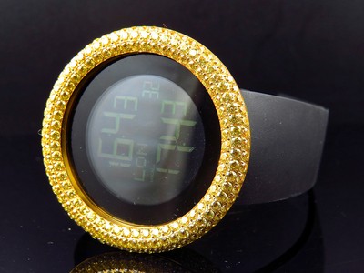Pre-owned Jojino Various Mens /joe Rodeo 50mm Custom Simulated Diamond Watch In Gold Steel