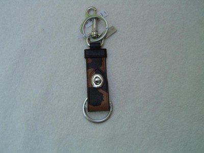 NEW AUTHENTIC COACH LEOPARD PRINT TRIGGER SNAP VALET KEY FOB #CC974
