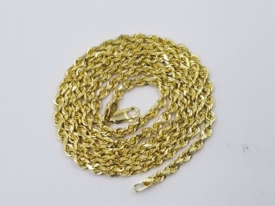 Pre-owned My Elite Jeweler 3mm Solid 10k Yellow Gold Rope Chain 16"-26" Inch Heavy Necklace Men Women Real