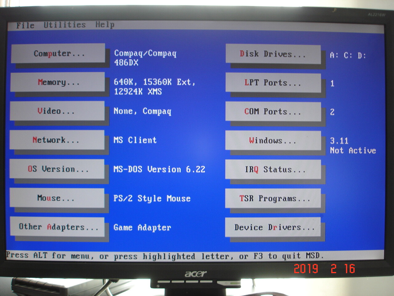 Compaq 486 ProLinea 4/33 computer Dos Windows 3.11 CD drive