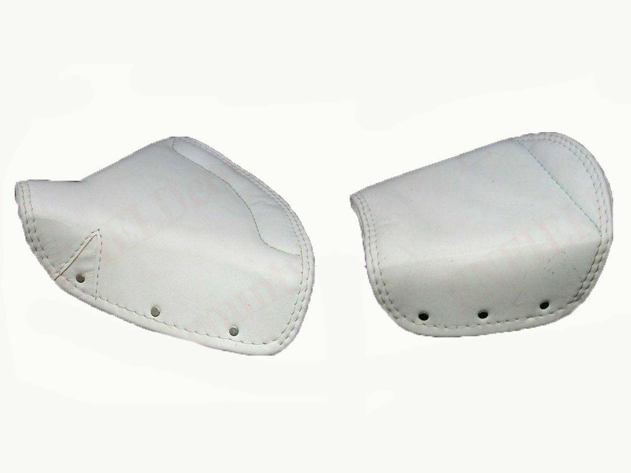 For Royal Enfield Ariel BSA Lycett White Faux Leather Front Rear Seat Cover 