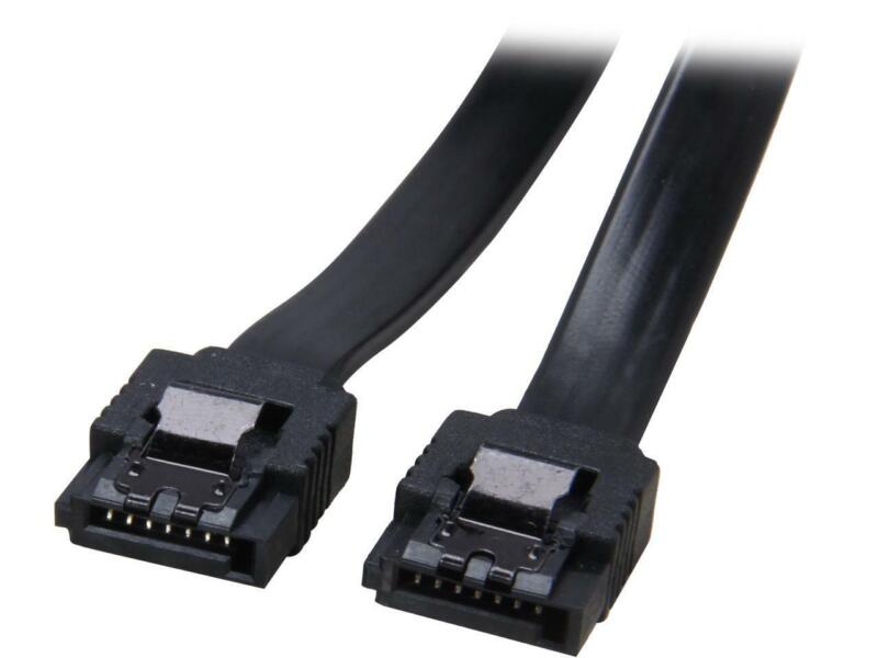 Sata Iii Data Cable Black New With Latch Ssd Hdd Flat Both Ends Sata Iii 6.0 Gbp