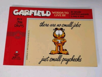 Garfield Words To Live By Postcard Book 30 Different Jim Davis Comic Cat 1990