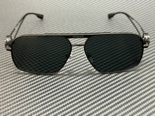 Pre-owned Versace Ve2269 143387 Matte Black Grey Men's 62 Mm Sunglasses In Gray