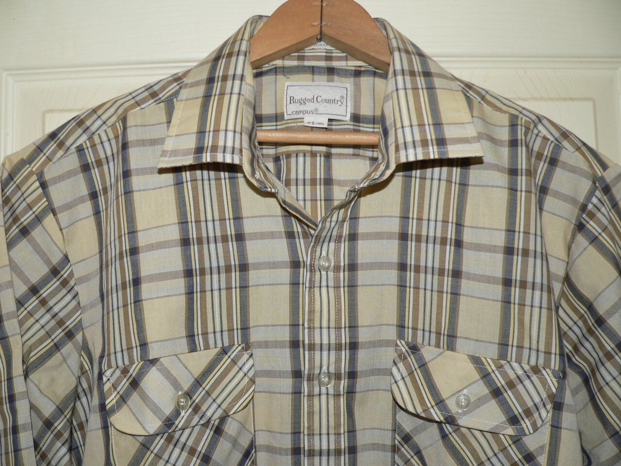 VTG 70s 80s CAMPUS BRAND SHIRT PLAID WESTERN BUTTON UP SzL VTG 70s 80s CAMPUS BRAND SHIRT PLAID WESTERN BUTTON UP SzL