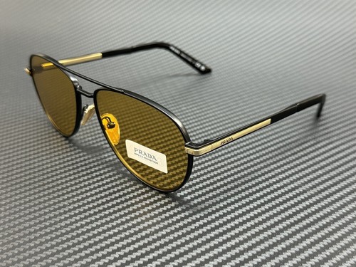 Pre-owned Prada Pr A54s 1bo90c Matte Black Yellow Men's 60 Mm Sunglasses