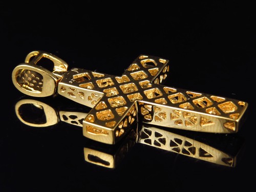 Pre-owned Jewelry Unlimited Genuine Diamond Jesus & Cross Pendant Chain In Yellow Gold Plated (0.75ct) 1.75" In H-i