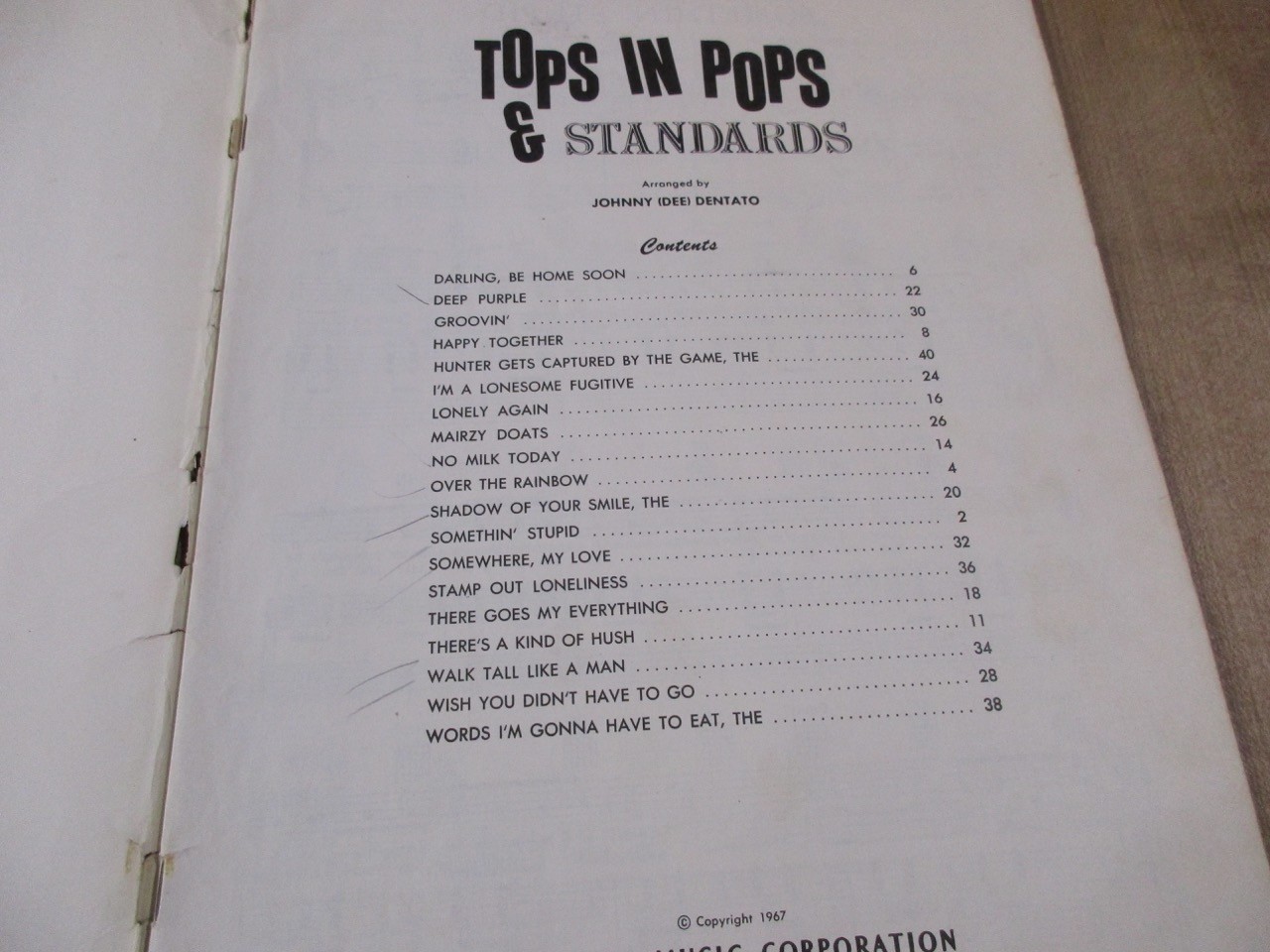 1967  Tops in Pops & Standards Guitar Music Book