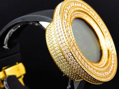 Pre-owned Jojino Various Mens /joe Rodeo 53mm Custom Simulated Diamond Watch In Gold Steel