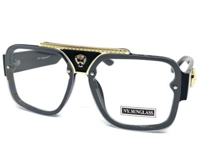 Men Classy Elegant Retro Hip Hop Style Clear Lens EYE GLASSES Black & Gold Frame