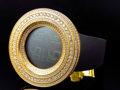 Pre-owned Jojino Various Mens /joe Rodeo 53mm Custom Simulated Diamond Watch In Gold Steel