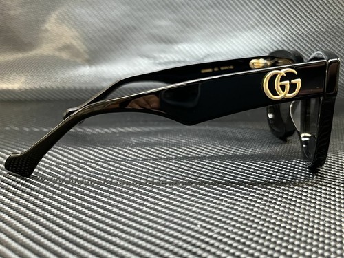 Pre-owned Gucci Gg0998s 001 Black Square 52 Mm Women's Sunglasses In Gray