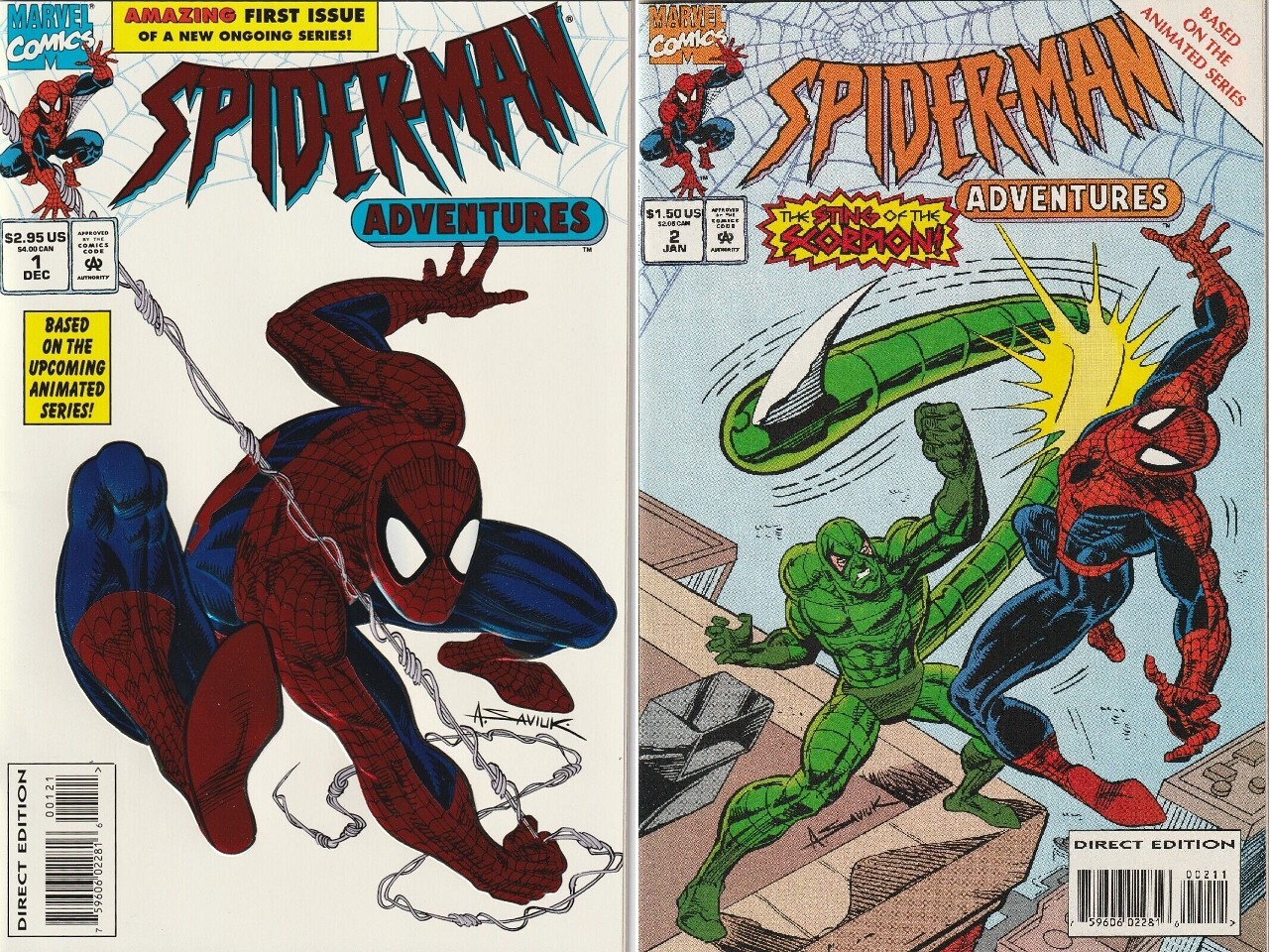 SPIDERMAN ADVENTURES 1 & 2 NM 1st PRINT 1994 ANIMATED SERIES