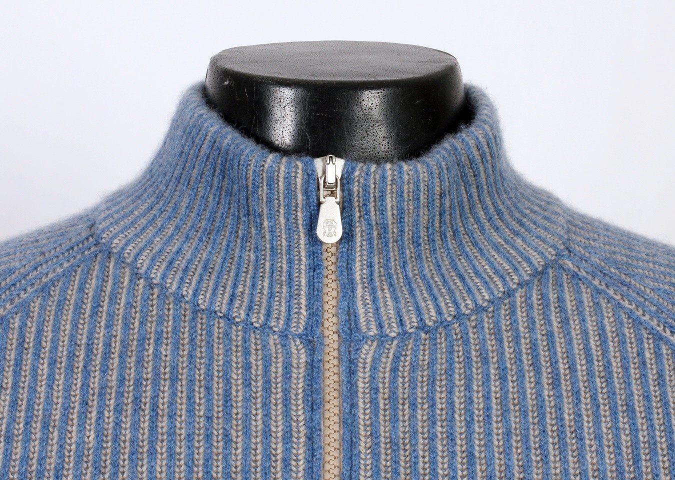 Pre-owned Brunello Cucinelli $4400  100% Cashmere Full Zip Sweater - Blue - 50 M