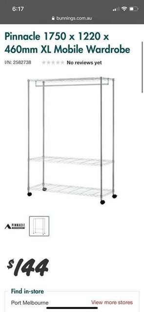 Bunnings Clothes Rack 47 Mobile Wardrobe Wardrobes Gumtree