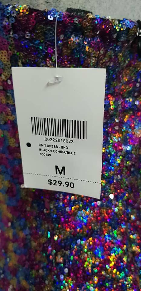 NWT Charlotte womens sequins multicolor bodycon off shoulder dress sz m msrp $29