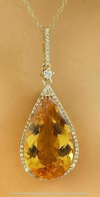 Pear Lab Created Yellow Citrine Diamond Wedding Pendant 14K Yellow Gold Plated