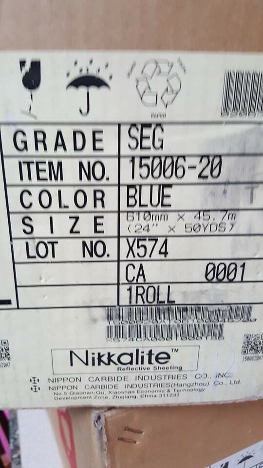 Blue Reflective Sign Plotter Cutter Vinyl Roll Nikkalite 24