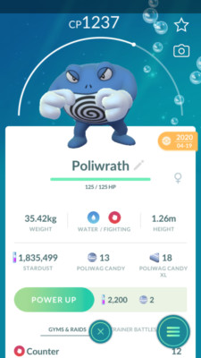 Pokemon Trade GO - Poliwrath and 2nd move unlocked for PVP Great League