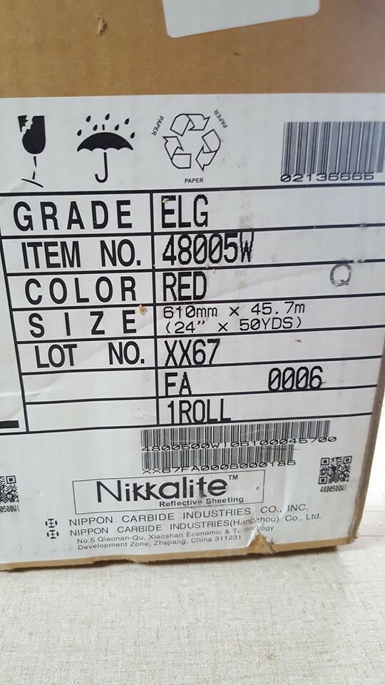 red Reflective Sign Plotter Cutter Vinyl Roll Nikkalite 24