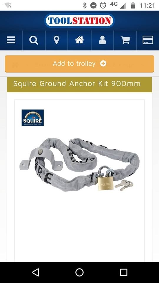 Bike Wall Floor Anchor And Chain In Stanley County Durham Gumtree
