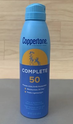Coppertone Complete SPF 50 Moisturizing Sunscreen Spray 5.5oz Exp 07/2025