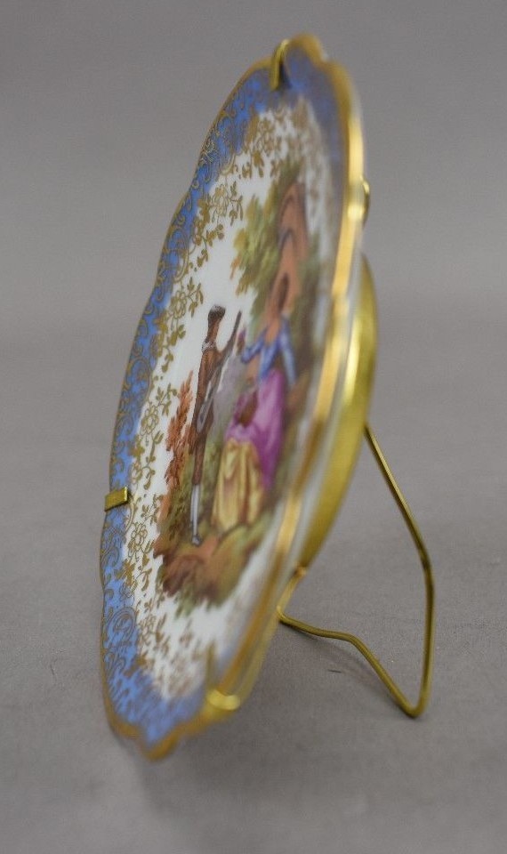 Porcelain Collection Plate from Limoges Musician Courting Couple on Picnic