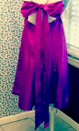 WATTERS & WATTERS Purple Silk Formal Dress,Detailed Back/Long Bow, 10, $270 Orig