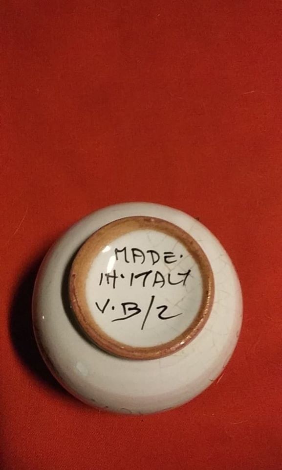 Hand Painted Flower Frog Made in Italy Signed V.B/2 Office Desk Decor Floral Red