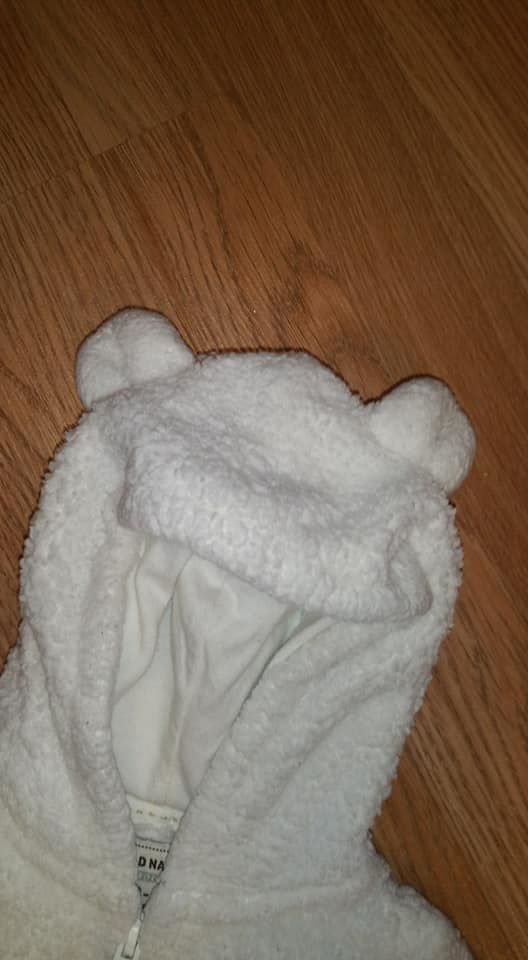 Old Navy Sherpa Fleece JACKET For Baby 3-6 Months HOOD EARS WHITE