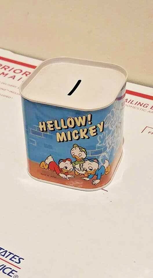 Hellow Mickey MouseTin Can Bank Japan RARE Walt Disney Tokyo